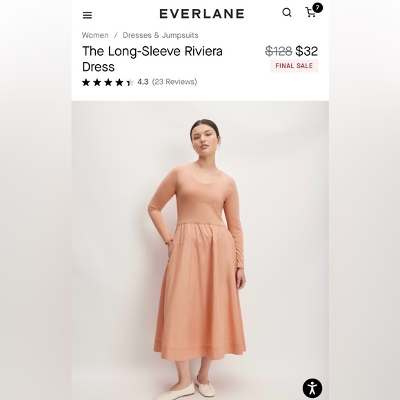 NWT Everlane Long Sleeve Riviera Dress - Picture 2 of 6